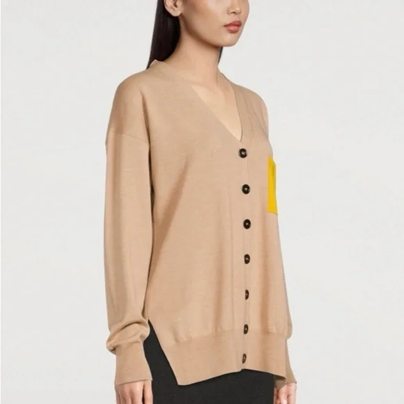 Loewe | EUC Wool Anagram Pocket Cardigan - Camel/Yellow | Sz XL - Picture 3 of 16